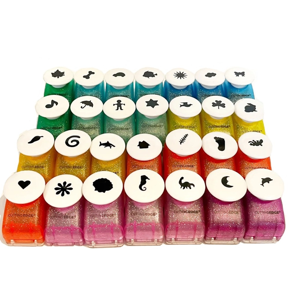 Cutting Edge Fun Shape Hole Punch Set of 28 Paper Animals Nature Heart Sun Star